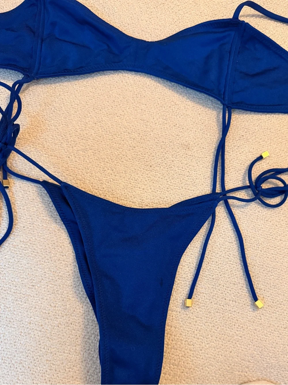 SOMMER SWIM SZ S WORN 1X BEA MALTESE BRALETTE BIKINI TOP & STRING BOTTOM blue - Picture 14 of 16